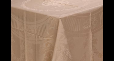 Damast Tafelkleed 'Nero' Beige, De Witte Lietaer, 300x180cm/ Nappe de Table, 'nero beige', De Witte Lietaer, 300x180cm