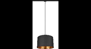 LED Railverlichting - Hanglamp - DUOLINE - 2 Fase - E27 Fitting - Rond - Mat Zwart/Goud - Textiel