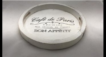 Dienblad hout wit Cafe de Paris - Rond