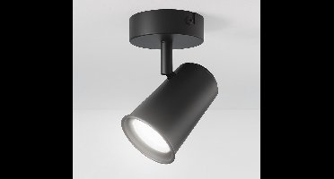 HOFTRONIC – Riga zwarte LED plafondlamp 1 spot – kantelbaar en draaibaar – opbouwspot Zwart – GU10 - 6000K daglicht wit - Plafondspot - IP20 - woonkamer en gang