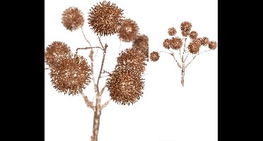 Twig Plant copper glitter pompon pick