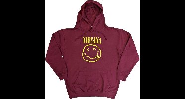 - Yellow Happy Face Hoodie/trui - XS - Rood