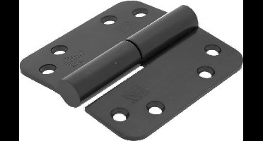 Kogelstiftpaumelle - Ronde hoeken - 89x89mm - Links - RVS Geborsteld - Zwart - SKG***