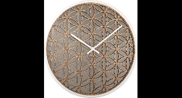 NeXtime Bella Mirror – Wandklok – 50 cm – Hout/Spiegel – Wit