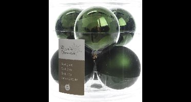 3 stuks Kerstbal glas glans-mat diameter 8cm Dennen groen KSD