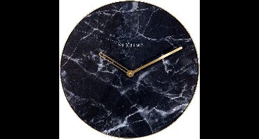 NeXtime Marble – Stille Wandklok – 40 cm – Glas/Metaal – Zwart