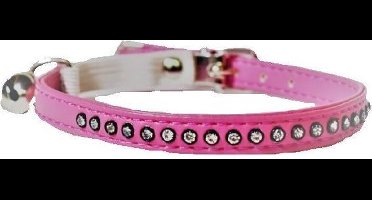 Animalking Kattenhalsband met Belletje - Kattenriem - Kattenbandje - Cat Collar - Roze met Diamanten
