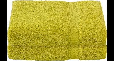 De Witte Lietaer Badhanddoek Stephanie Warm Olive - Set 2 stuks - 70 x 140 cm - Groen - Katoen