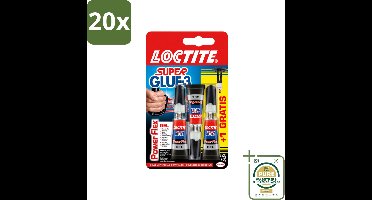 20 x Loctite - Secondelijm - Power Flex - 3 Lijmtubes - Wasstrips - Secondelijm - Power Flex - Lijm - Hechting - Rubber