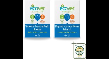 2 x Ecover - Waspoeder Universal - Voor witte & bonte was - 1,2 kg - Wasstrips - Waspoeder - Wasmiddel - Witte Was - Bonte Was - Vuil Verwijderen