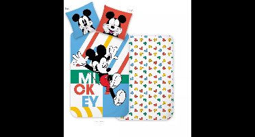 Disney Mickey Mouse dekbedovertrek Jump Play 100 x 135 cm - 40 x 60 cm - katoen