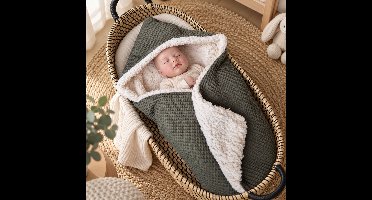 Baby Creaties - Wikkeldeken baby - Army Green - Teddy