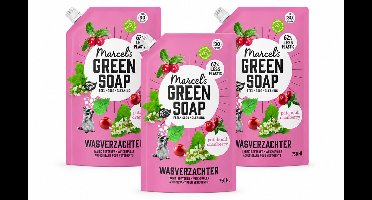 3 x Marcel’s Green Soap – Wasverzachter – Patchouli & Cranberry - Navulling – 750 ml - Voordeelverpakking - 3 stuks