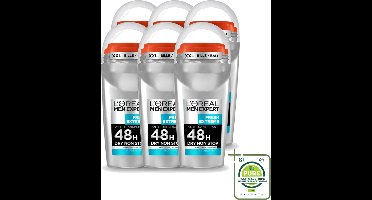 6 x L’Oréal Paris Men Expert – Deodorant Roller – Fresh Extreme 48H – 50 ml - Grootverpakking - Vaatwasstrips - Anti-transpirant - Zweetbestrijding - Frisheid - Ice-effect - Deodorant Roller