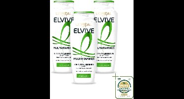 3 x L’Oréal Paris Elvive – Shampoo – Multivitamines 2-in-1 – 250 ml - Wasstrips - Shampoo - Multivitamines - Krachtig Haar - Vitaliteit - Verzorging