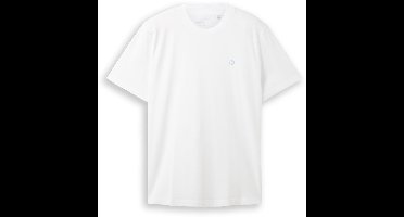 Tom Tailor Denim - Basic T-shirt met logo-print - Maat L - White