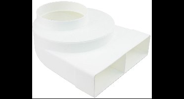Starx Overgangstuk Rond/Vierkant - Haaks 90 Graden - Van Ø125 mm naar Rechthoek 2 x 110 x 54 mm - Kunststof Ventilatiebuiskoppelstuk voor Luchtafvoer - Geschikt voor Ventilatie - Wit