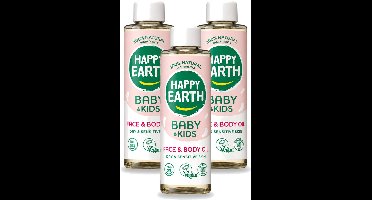 3 x Happy Earth – Face & Body Oil – 100% Natuurlijk Baby & Kids – 150 ml - Voordeelverpakking - 3 stuks
