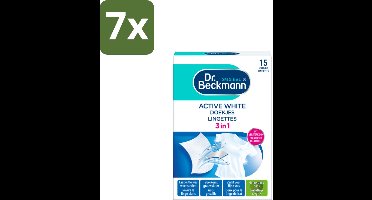 7 x Dr. Beckmann - Kleurverzorging - Active White - Witte Was - 15 Doekjes - Witwas - Grauwsluier Verwijderen - Witte Was Herstellen - Actieve Witmaker - Was Reinigen