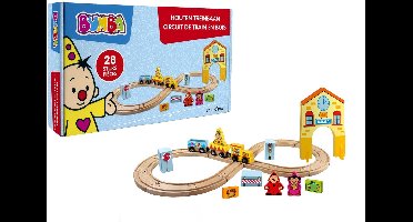Bumba - Speelgoedvoertuig - Houten treinset - 28 leuke accessoires - Uit duurzaam hout