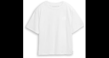 Tom Tailor Denim - T-shirt met boxy pasvorm en borduursel - Maat XXL - off white