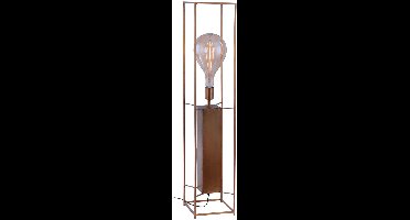 Staande lamp retro staande lamp woonkamerlamp vintage bijzetlamp, metaal messing, met voetschakelaar, LxBxH 20x20x99 cm