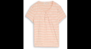 Tom Tailor Denim - Henley T-shirt met streepjesmotief - Maat XS - apricot white gradient stripe