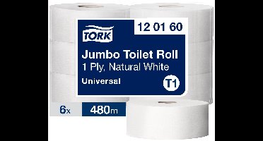 Tork 120160 jumbo Toiletrollen 120160 T1 1-lgs wit 480 mtr x 10 cm pak à 6 rol/2400 vel (120160)