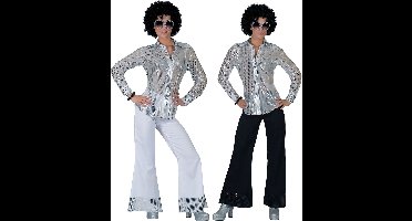 ESPA - Zilverkleurige disco blouse met lovertjes voor vrouwen - Large