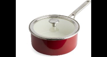 KitchenAid Steel Core Enamel steelpan 20cm 2,4L - Keizerrood - inductie - PFAS-vrij