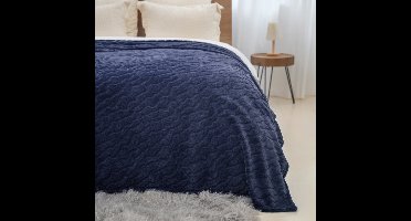 Zydante Pluche Plaid - Dekentje - Cozy Bliss Luxury Milky - Marine blauw / 150x130 cm