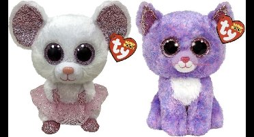 Ty - Knuffel - Beanie Buddy - Nina Mouse & Cassidy Cat