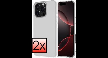 Hoesje - 2 Stuks - Geschikt voor Apple iPhone 16 Pro - Sterk & Shockproof - Case Siliconen - Back Cover - Telefoon Hoes - Wit