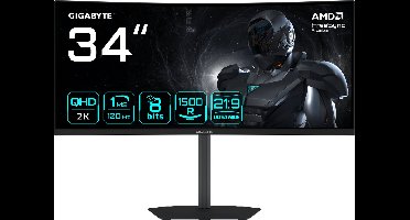 GIGABYTE GS34WQCA EK computer monitor 86,4 cm (34") 3440 x 1440 Pixels Wide Quad HD LCD Zwart