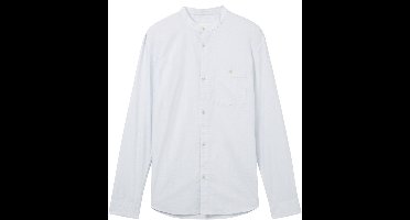 Tom Tailor Denim - Overhemd met staande kraag in basic pasvorm - Maat L - light herringbone structure