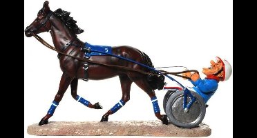 Pikeur met sulky - paard - beeldje – sport – funny sports – warren stratford – 30.5x12x20 cm