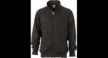 James and Nicholson Unisex Workwear Sweat Jacket (Zwart)