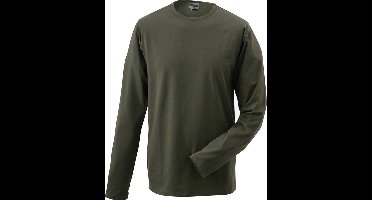 James and Nicholson - Unisex Lange Mouwen Elastisch T-Shirt (Olijf Groen)