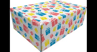 Raadhuis cadeaupakketdoos 4 - pakjes dessin - 30,5x21,5x11cm - 5 stuks