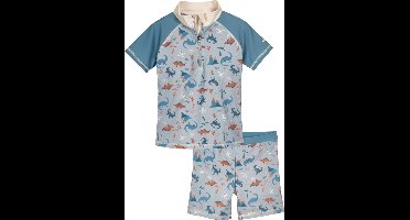 Playshoes Kinder UV-Schutz Bade-Set Dino allover Blau-98/104