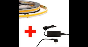 Groenovatie LED COB Strip Set - 5 Meter - 5 Watt/meter - Warm Wit - Met Adapter