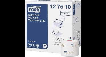 Tork 127510 toiletpapier T6 premium compact 3laags wit 70 mtr x 10 cm ds a 27 rollen (127510)