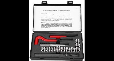 KARZO - 15-delige draadreparatieset, lengte M14x1,25, 2D roestvrijstalen spiraalboor met draadinzetstuk, metrische en imperiale eenheden, Helicoil-reparatieset