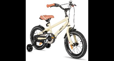 STITCH Totem Jongensfiets - 18 Inch - Kinderfiets voor 5 tot 9 Jaar - Met Zijwieltjes - Beige - Geschikt voor buitenactiviteiten in de lente