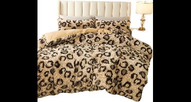 3-Delige Leopard Plush Shaggy Dekbedovertrekset — Glamoureus & Fluffy - 220x240cm