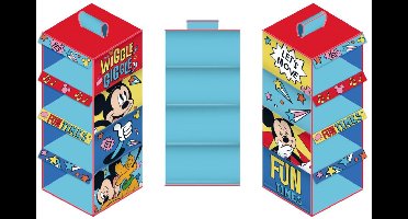 Disney Mickey Organizer - Hangende opbergkast - Opberger kast - Opbergsysteem - 4 vakken - Ophangbaar - Voor kinderen - Blauw/rood
