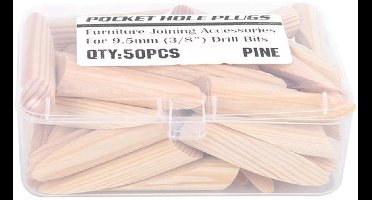 KARZO - 50 stuks houten pluggen voor zakgaten, houtbewerkingsschroeven, pluggenset, grenenhoutboorgereedschap voor verschillende schuine gaten, timmermanskunst