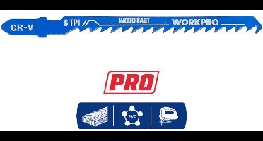 WORKPRO WP404002 – Decoupeerzaagbladset – 5-delig – 100 mm – CR-V – T-schacht – Voor Hout & Kunststof – Snel Zaagresultaat