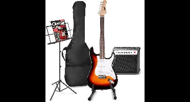 Elektrische gitaar met gitaar versterker - MAX Gigkit 4/4 - Perfect voor beginners - incl. gitaar standaard, muziekstandaard, gitaar stemapparaat, gitaartas en plectrum - Sunburst