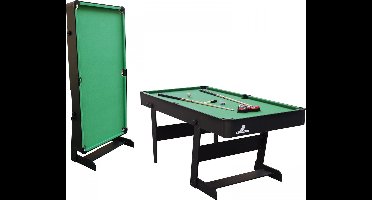 Cougar Hustle XL opklapbare Pooltafel Zwart/groen - 6ft. Pooltafel voor thuis - Poolbiljart tafel inclusief één set poolballen, triangel, 2 keuen, biljartkrijt en een borstel - 183x91x79cm